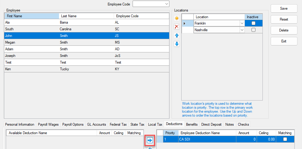 Selected CA SDI deduction